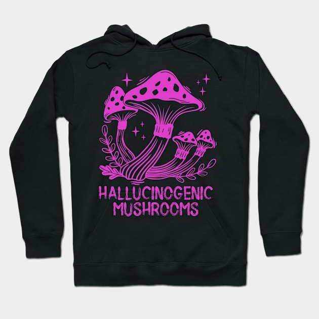 Hallucinogenic mushrooms, Magic Mushrooms, microdose mushrooms, psilocybin mushroom Hoodie by One Eyed Cat Design